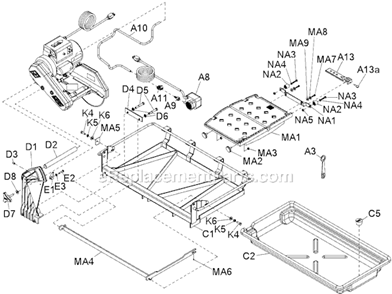 Page A Diagram and Parts List for MK-101TRACKER  MK Diamond Tile Saw